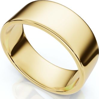 Pompeii3 8mm Flat High Polished Wedding Band 10K Yellow Gold Size Selectable