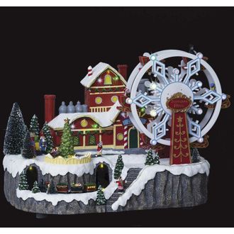 F&eacute;&eacute;ric Lights & Christmas Villaggio illuminato Babbo Natale ruota 51 LED l.41cm - Atmosphera cr&eacute;ateur dint&eacute;rieur