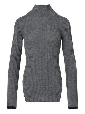Plan C ribbed-knit turtleneck sweater - women - Merino - 42 - Grey