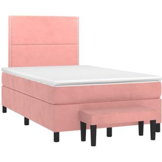 vidaXL Vidaxl - Cama Box Spring Con Colch&oacute;n Terciopelo Rosa 120x200 Cm