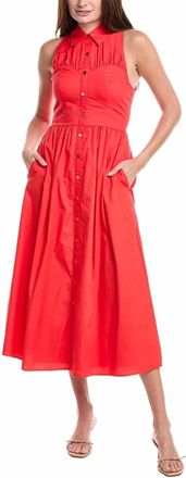 Hutch Vivian Maxi Shirt Dress In Poppy Red