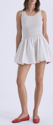 Pistola Denim Ilona Smocked Bodice Fit & Flare Minidress in Soft White at Nordstrom, Size X-Small