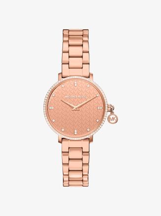 Michael Kors Mini Pyper Pav&eacute; Rose Gold-Tone Watch