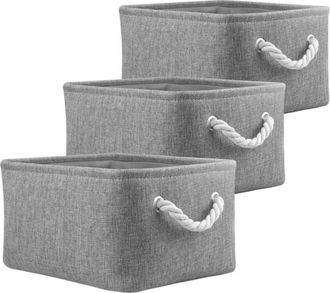 OEM Juego De 3 Cajas De Almacenamiento, Plegables De Tela, Peque&ntilde;as, Grises, Para Libros Y Juguetes, Para El Hogar Y La Oficina