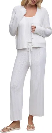 Barefoot Dreams Pointelle Cardigan in Pearl at Nordstrom, Size X-Small