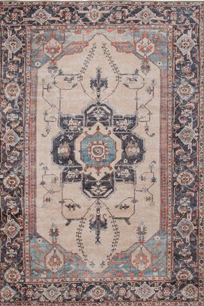 Kukoon Cream Distressed Soft Washable & Liquid Repellent Living Room Area Rug in Light Beige | Size: 240 cm x 330 cm