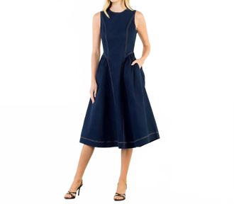 THML Clothing Sleeveless Denim Midi Dress In Blue