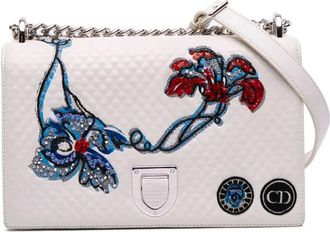 Dior Borsa a tracolla Diorama Flap media in pelle di vitello con ricamo 2015 - Bianco