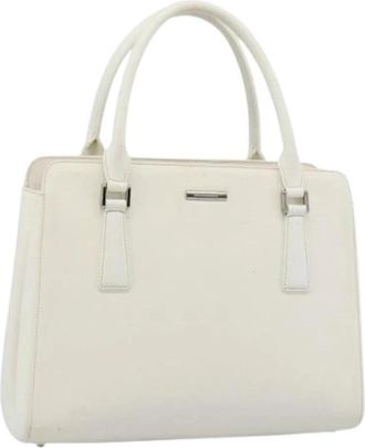 Burberry Pre-owned Vintage Hand Bag - Dames - Vintage Handtas - Wit - ONE Size - Leer - Vintage