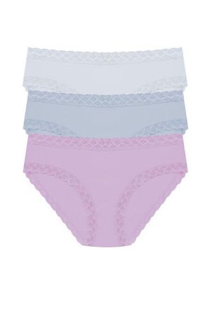 Natori Bliss Cotton Girl Brief 3-Pack in Frost Sky/blue Mst/violt Tulip at Nordstrom, Size Xx-Large
