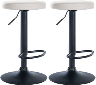 Clp Clp - Set De 2 Taburetes De Bar Ponte En Polipiel Blanco Metal Negro Mate