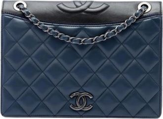 Chanel Pre-owned Ballerine Flap - Dames - Vintage Schoudertas - Blauw - ONE Size - Leer - Vintage