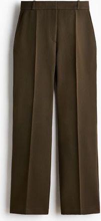 H&M Tailored Twill Trousers in Dark Khaki Green at Nordstrom, Size 10