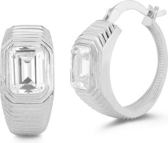Sphera Milano Cubic Zirconia Hoop Earrings in Silver at Nordstrom Rack
