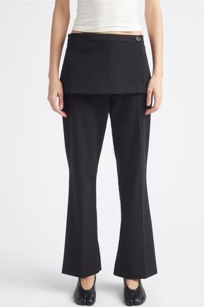 Sandy Liang Mulberry Apron Overlay Crop Bootcut Pants in Black at Nordstrom, Size 12
