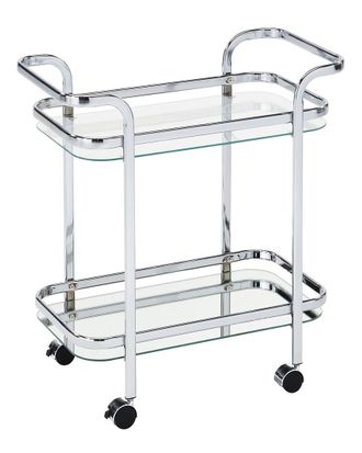 Worldwide Home Furnishings Zedd 2-Tier Bar Cart Chrome