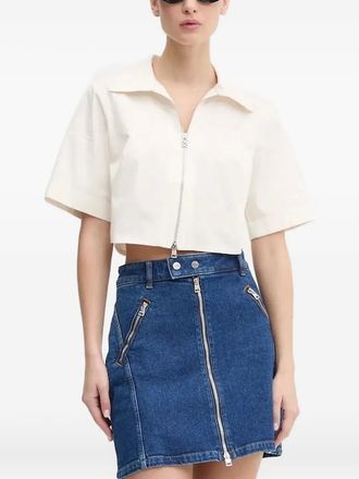 HUGO BOSS Cropped blouse met rits - Beige