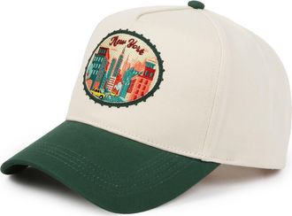 David and Young New York Embroidered Patch Cotton Baseball Cap in Green at Nordstrom Rack