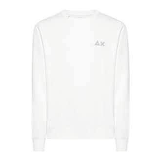 Sun 68 Sweatshirts, male, White, XL, Mens Cotton Crewneck Sweatshirt with Logo
