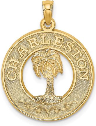 Diamond2Deal 14k Yellow Gold CHARLESTON Palm Tree Charm Pendant