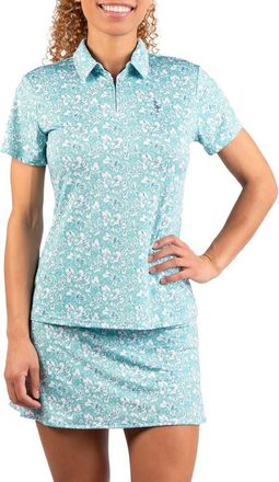 Tailorbyrd Floral Print Quarter Zip Polo in Seafoam at Nordstrom Rack, Size X-Large