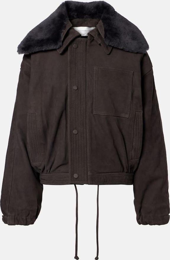 Shearling-trimmed suede blouson jacket