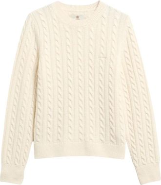 Barbour Ashdown Kabelbrei Trui - Dames - Ronde hals truien - Beige - S - Katoen - Truien & Vesten