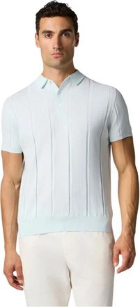 Brooks Brothers High Twist Cotton Ribbed Knit Polo - Heren - Ronde hals truien - Blauw - 3XL - Katoen - Truien & Vesten