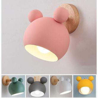 OEM Aplique De Pared De Mickey Mouse En Madera De Caucho - Dise&ntilde;o R&uacute;stico - Pantalla De Hierro Forjado - 10 A&ntilde;os De Durabilidad - Para Sal&oacute;n Y Dormitorio 