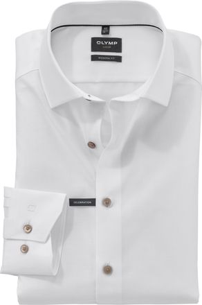 Olymp Langarmhemd OLYMP Luxor modern fit, Herren, Gr. 38, N-Gr, wei&szlig;, Obermaterial: 100% Baumwolle, 2-Knopf-Manschette, Hemden Langarmhemd