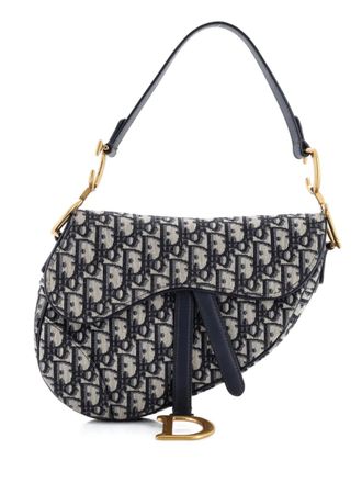 Dior Saddle Handbag Oblique Canvas Medium shoulder bag - Blue