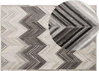 Beliani Rug AYTEPE Grey 140 x 200 cm Leather