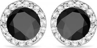 Allurez Diamond and Black Onyx Earrings Halo 14K White Gold (1.15tcw)