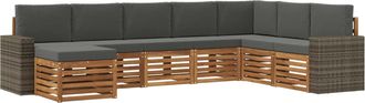 vidaXL Conjunto De Sof&aacute;s De Exterior 8 Uds. Natural Y Antracita Vidaxl