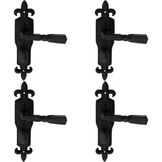 Loops 4x PAIR Forged Twisted Ornate on Bathroom Backplate 226 x 50mm Black Antique