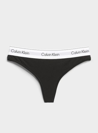Calvin Klein Womens Logo band stretch thong Cotton and modal