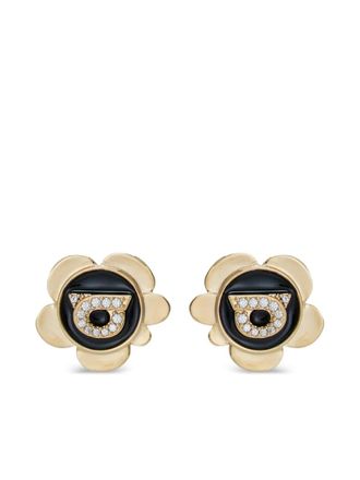 Ferragamo Gancini charm earrings - women - Brass/glass/Enamel - One Size - Gold