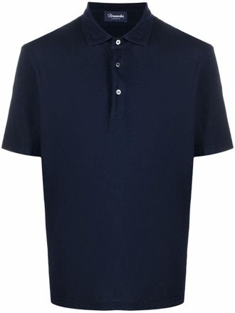 Drumohr Fijngebreid poloshirt - Blauw