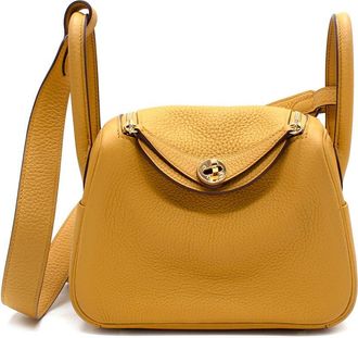 Herm&egrave;s Mini Lindy in Sun Clemence Leather with Gold Hardware