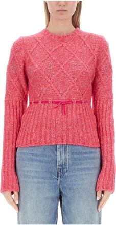 Cormio Oma 5 Geborduurde Trui van Wolmix - Dames - Ronde hals truien - Roze - XS - Wol - Truien & Vesten