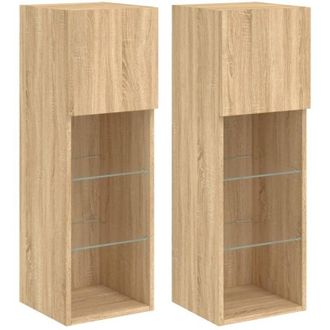 vidaXL Vidaxl - tv Cabinets with led Lights 2 pcs Sonoma Oak 30.5x30x90 cm