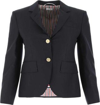 Thom Browne Womens Cropped Single Breasted Blazer - Dark Blue Wool - Size EU 36 (Womens)