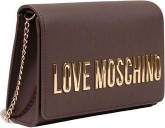 Love Moschino Womens Logo-Embellished Polyurethane Shoulder Bag Brown