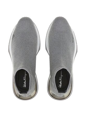 Ferragamo Devin Parker Sock Sneaker - Gray