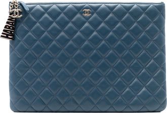 Chanel Large Quilted Lambskin La Habana O Case ClutchChanel Blue
