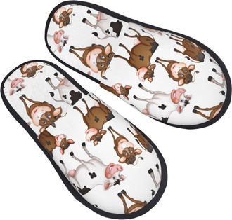 Generic Shoes Cow Pattern Reusable Slippers Lightweight Sliders For Winter Hotel Trip M