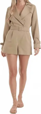 Karina Grimaldi Nina Trench Romper In Khaki