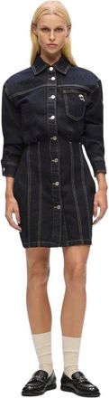 Karl Lagerfeld Ikon Patch Denim Shirt Dress - Dames - Shirt Kleedjes - Blauw - L - Denim - Kleedjes