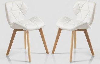 Oresteluchetta Juego De 2 Sillas De Dise&ntilde;o En Madera Y Piel Sint&eacute;tica Para Cocina Spark - Blanco