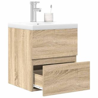 Berkfield Home 2 Piece Bathroom Furniture Set Sonoma Oak Engineered Wood in Brown